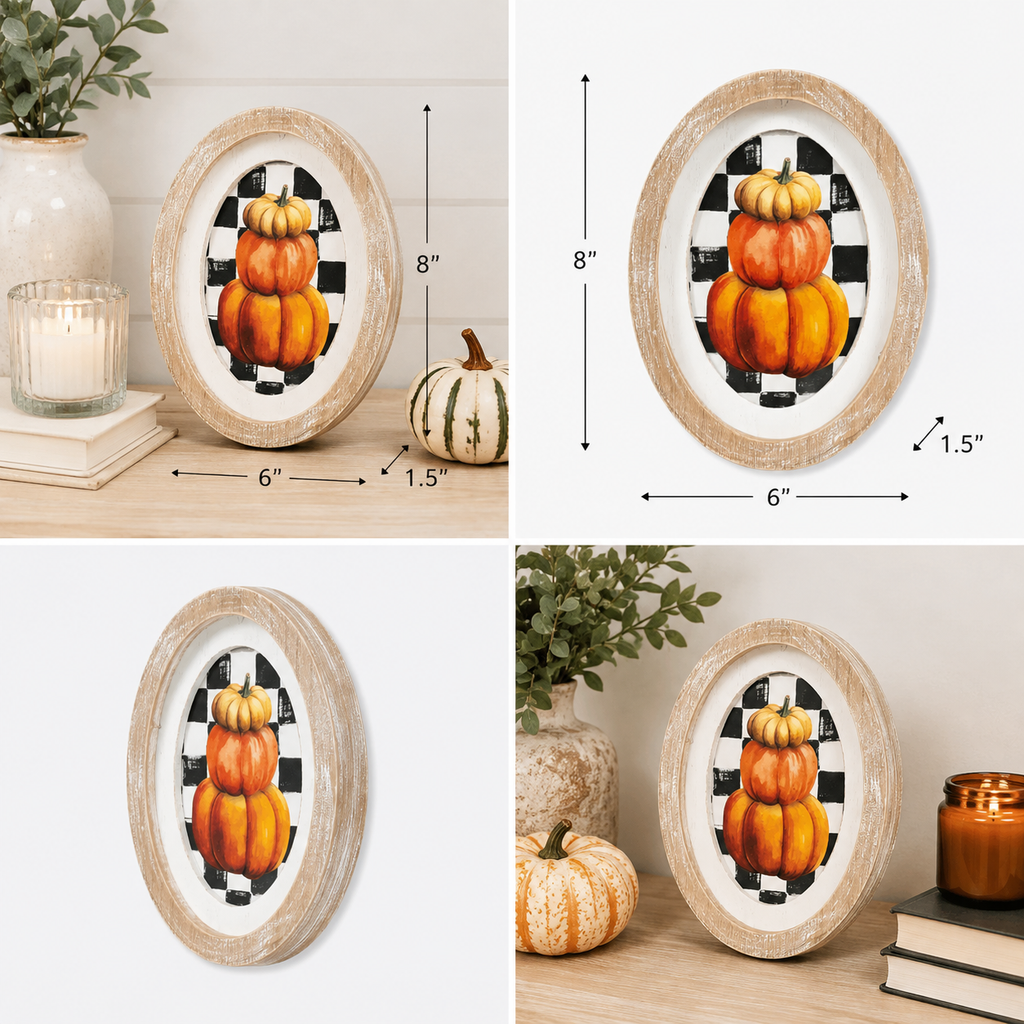 6" x 8" Wood Framed Sign - Pumpkin | Multicolor