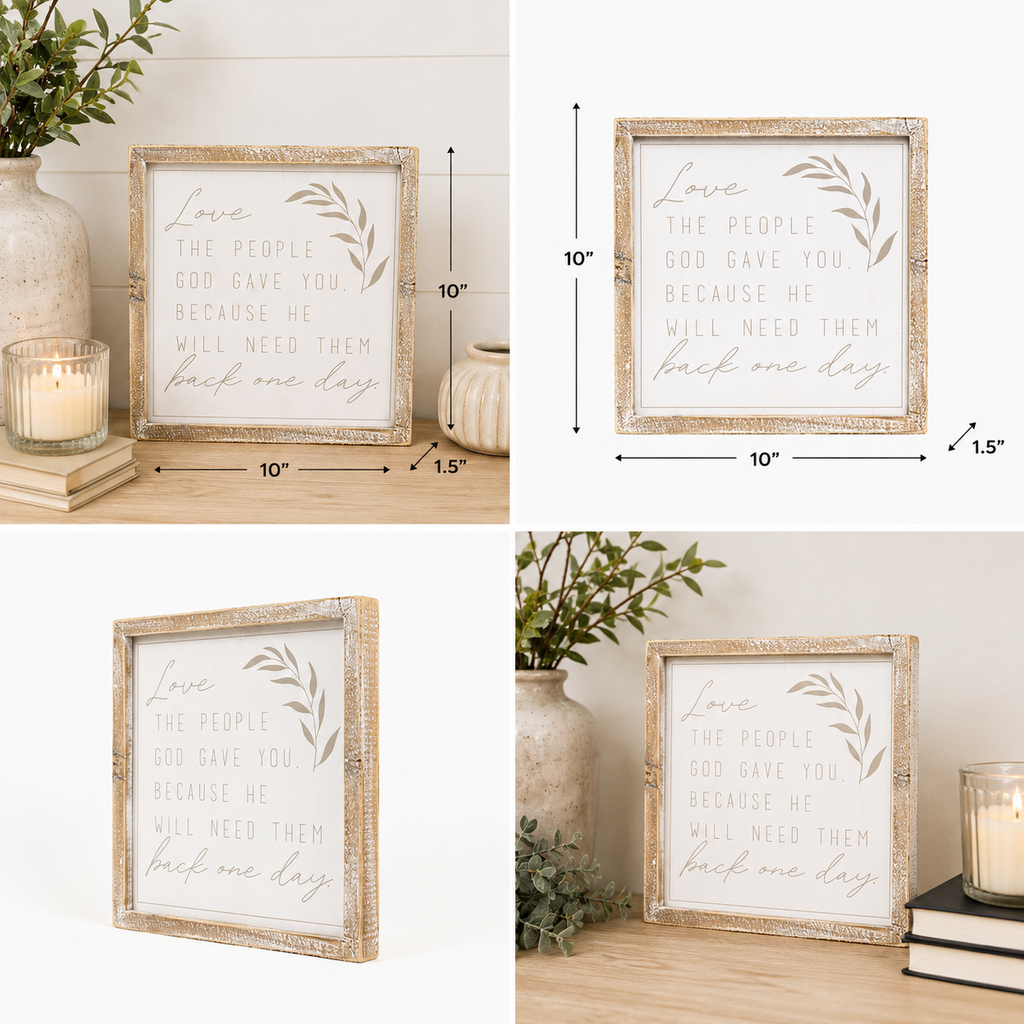 10" Wood Framed Sign - Gave | White and Grey