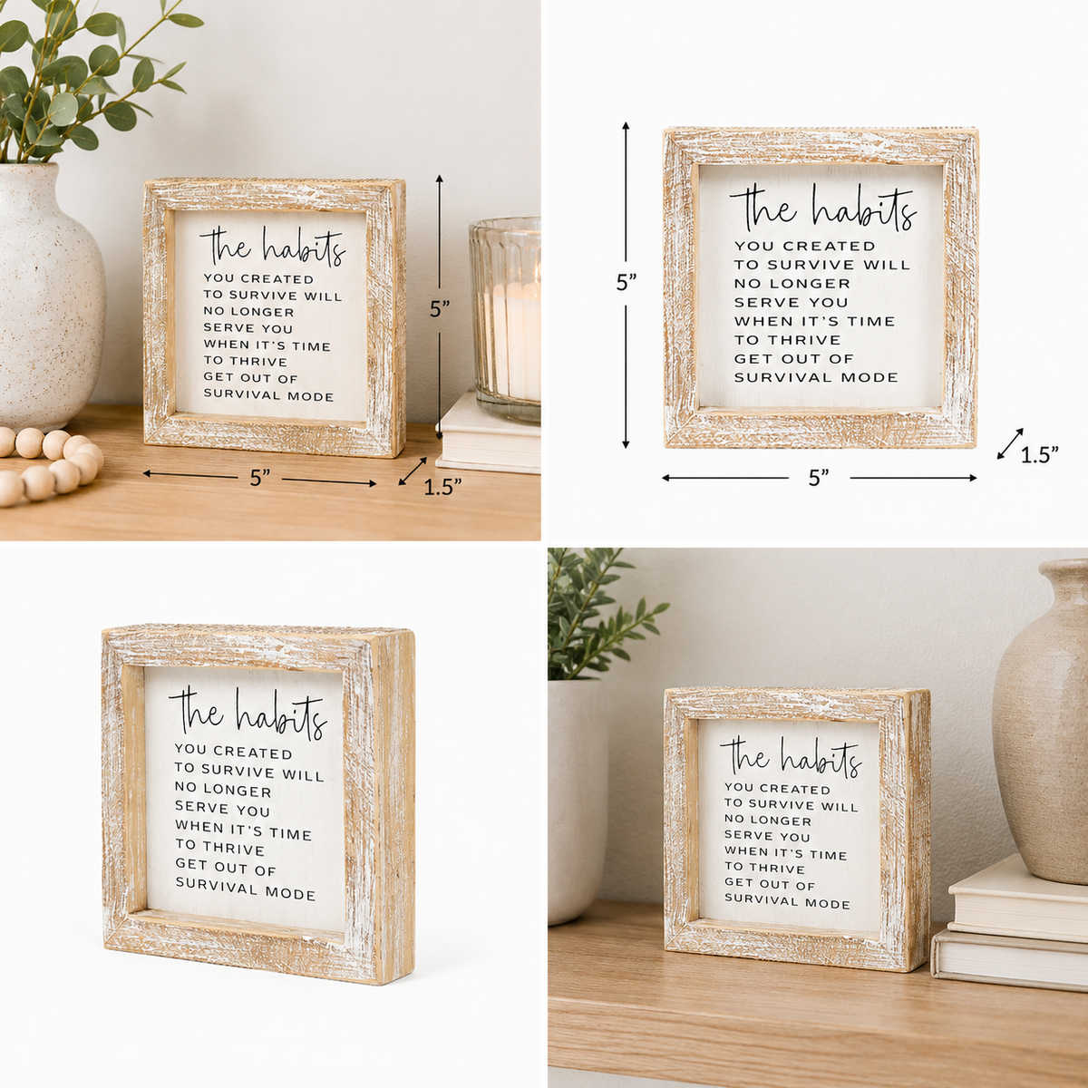 5" Wood Framed Sign - The Habits | White and Black