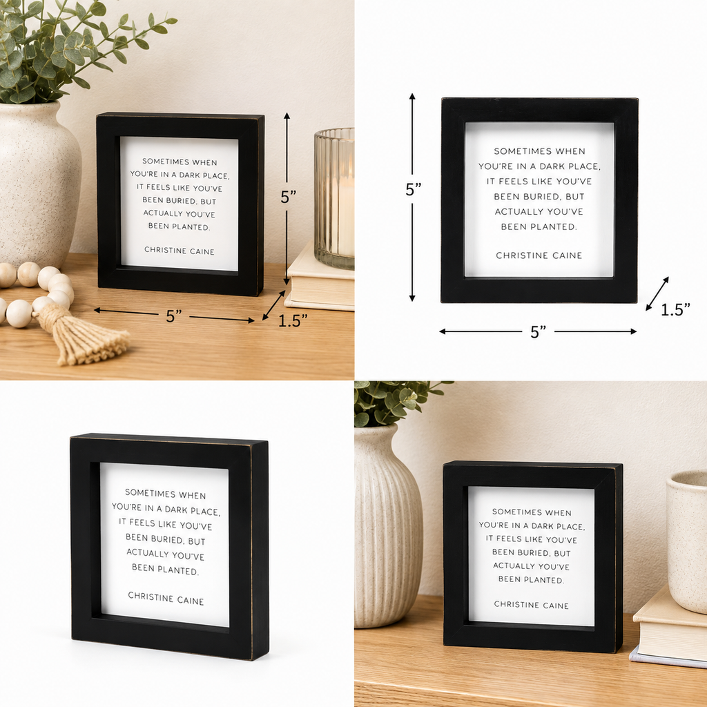 5" Wood Framed Sign - Planted | White and Black