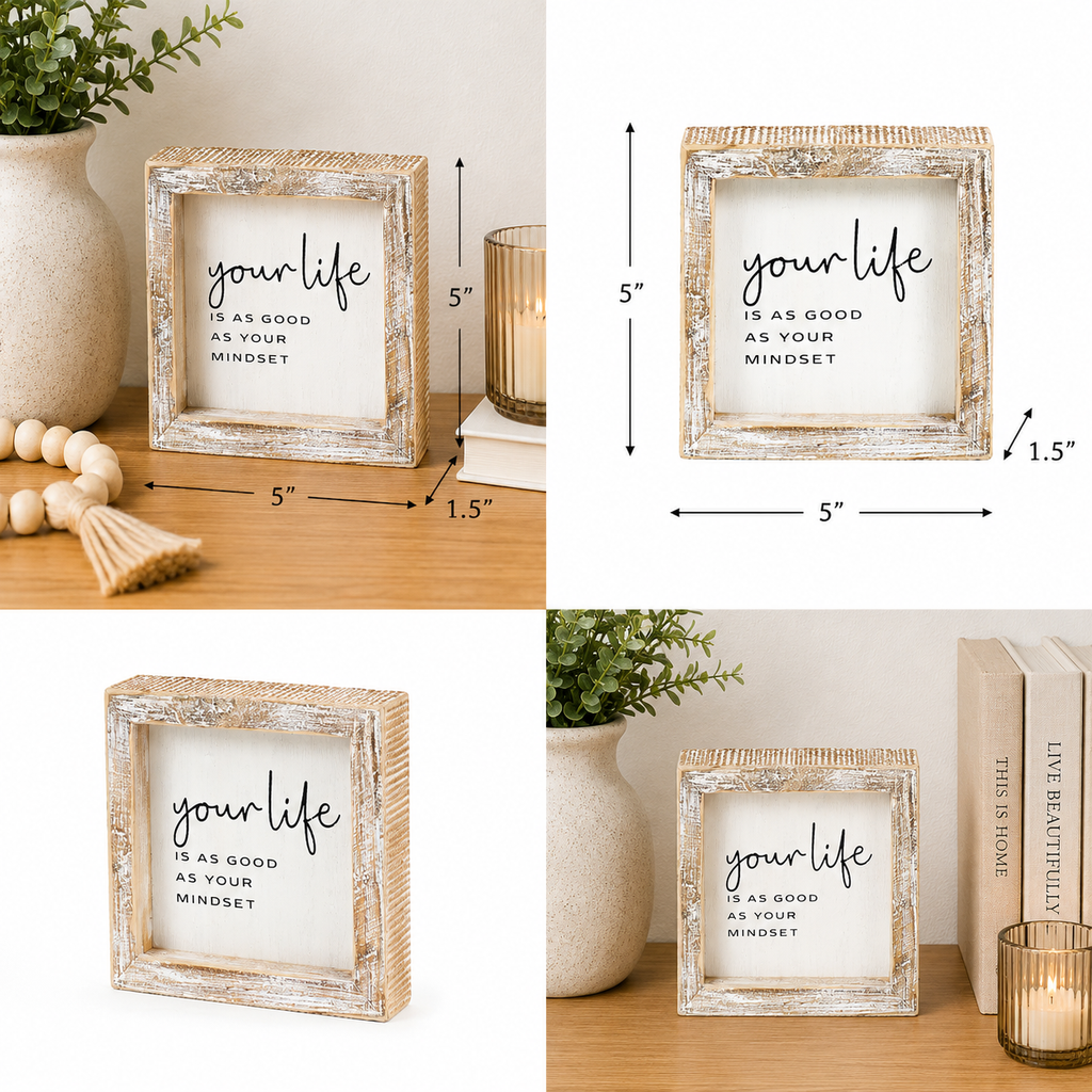 5" Wood Framed Sign - Your Life | White and Black