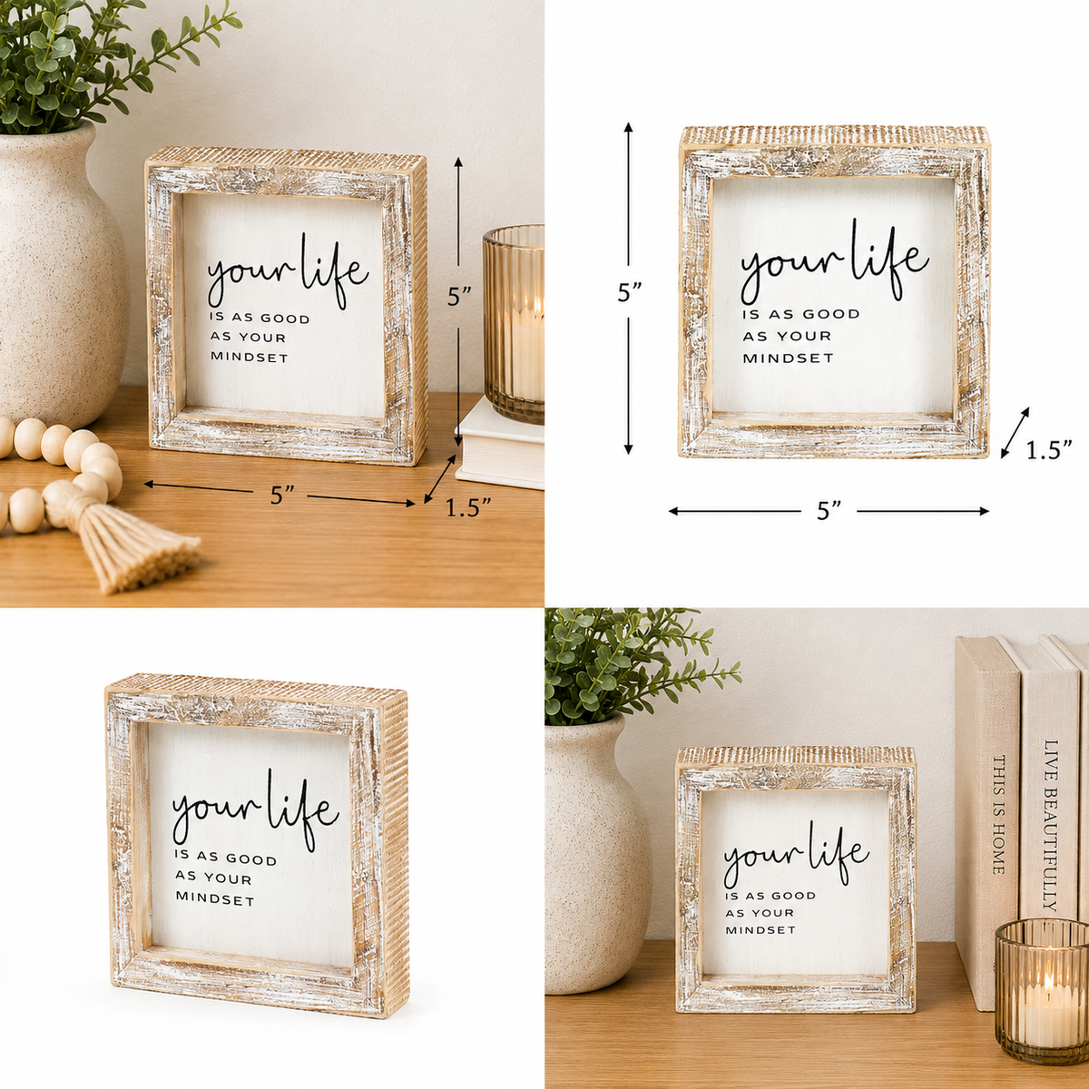5" Wood Framed Sign - Your Life | White and Black