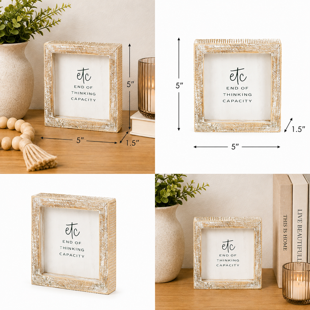 5" Wood Framed Sign - ETC | White and Black