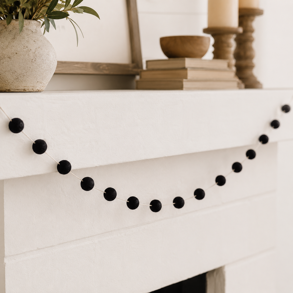 72" Felt Ball Garland | Black