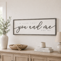 47" x 16" Reversible Wood Framed Wall Art - You/me | White and Gray