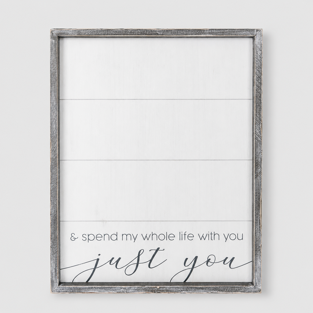 16" x 20" Reversible Shiplap Wood Framed Wall Art - Just You | White and Gray