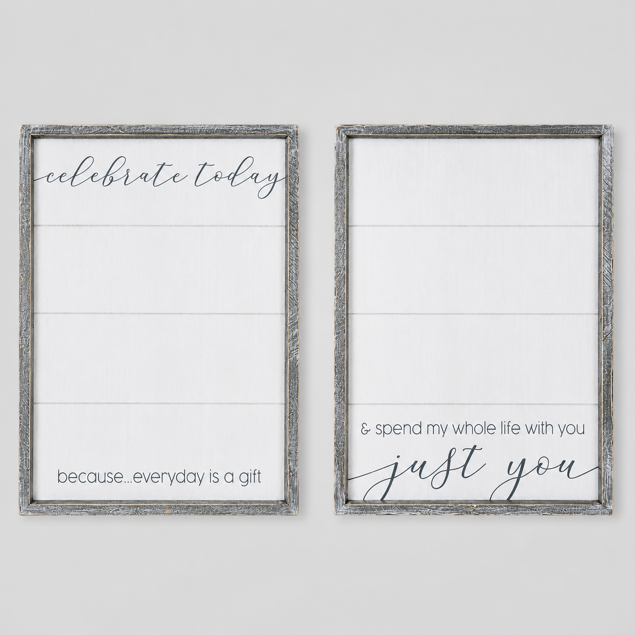 16" x 20" Reversible Shiplap Wood Framed Wall Art - Just You | White and Gray