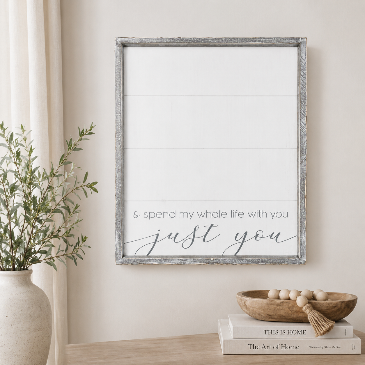 16" x 20" Reversible Shiplap Wood Framed Wall Art - Just You | White and Gray