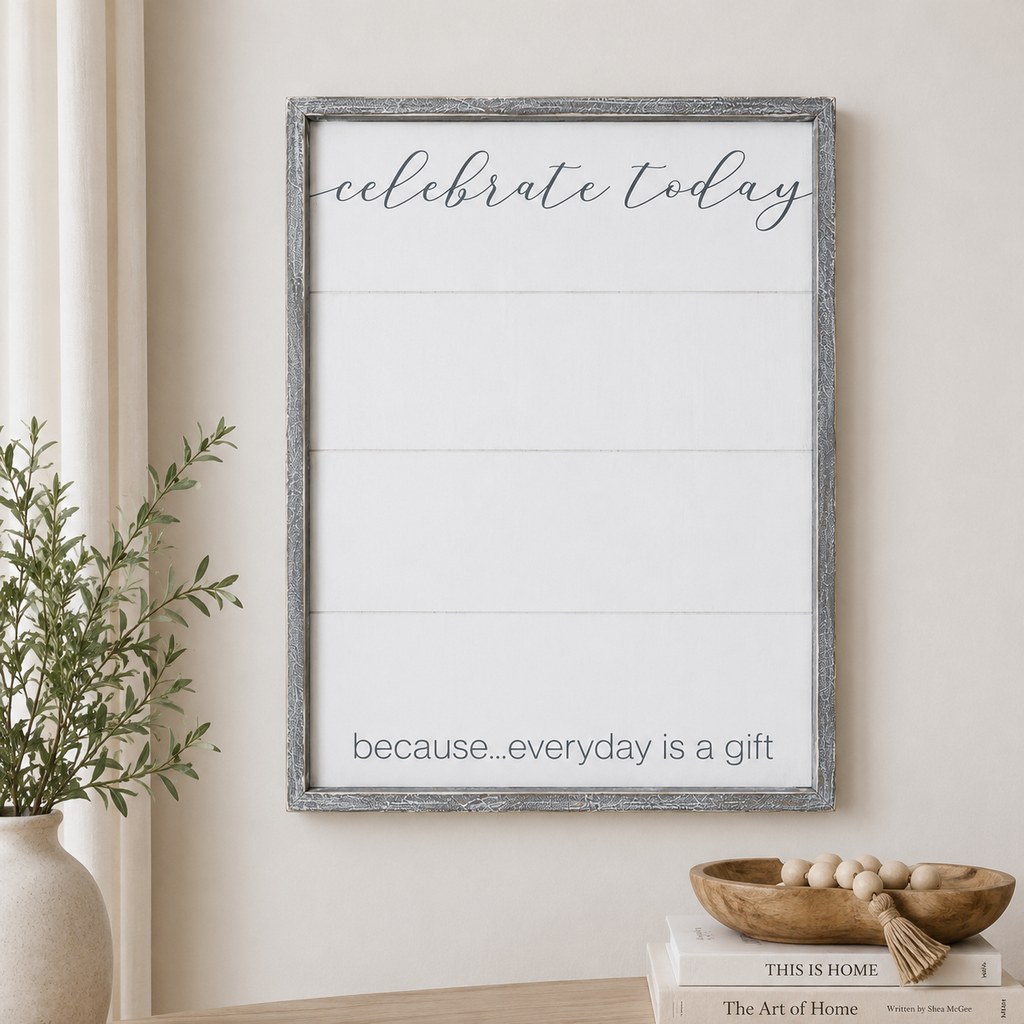 16" x 20" Reversible Shiplap Wood Framed Wall Art - Just You | White and Gray