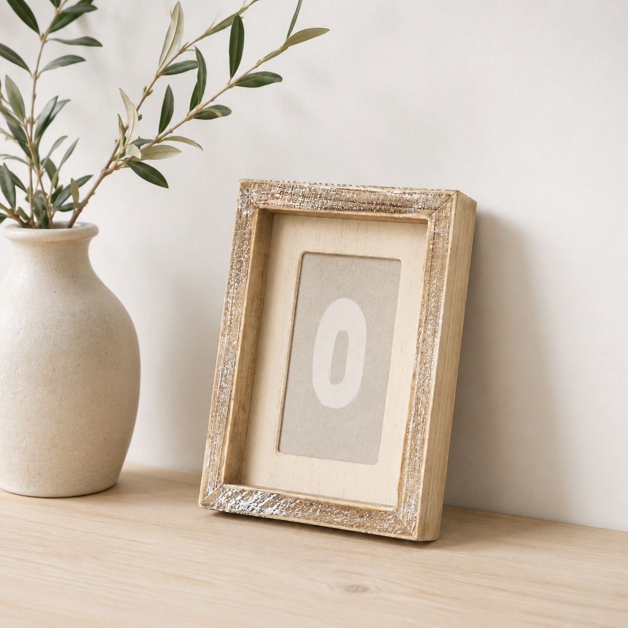 5" x 7" Wood Framed Sign - Circle | Gray and Cream