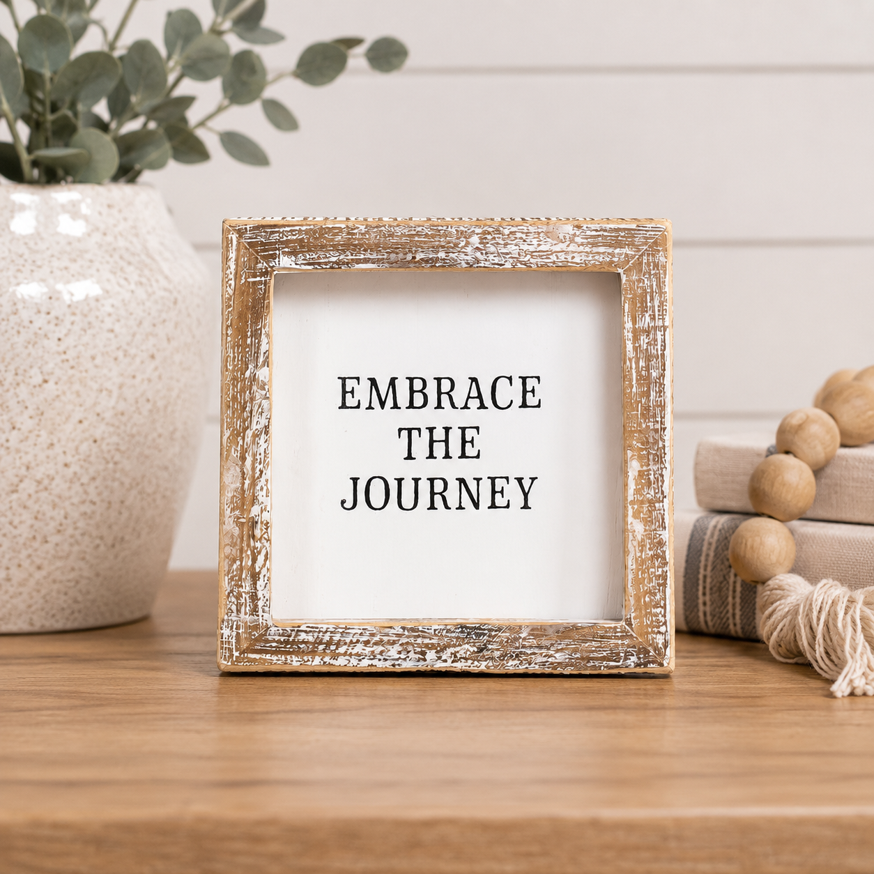 5” Reversible Wood Framed Sign - Train and Journey | Multicolor