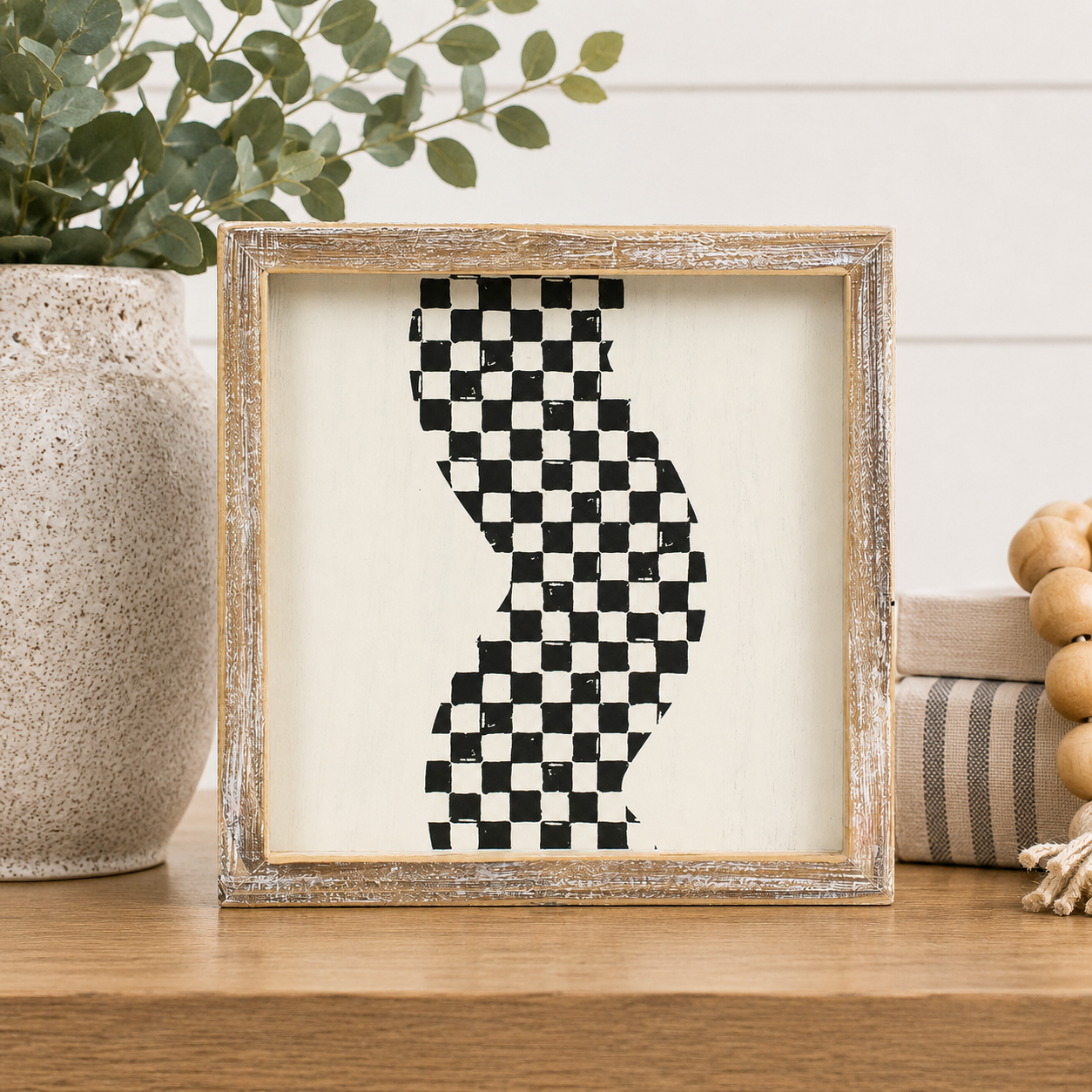 8" Reversible Wood Framed Sign - Balls/Squiggle | Multicolor