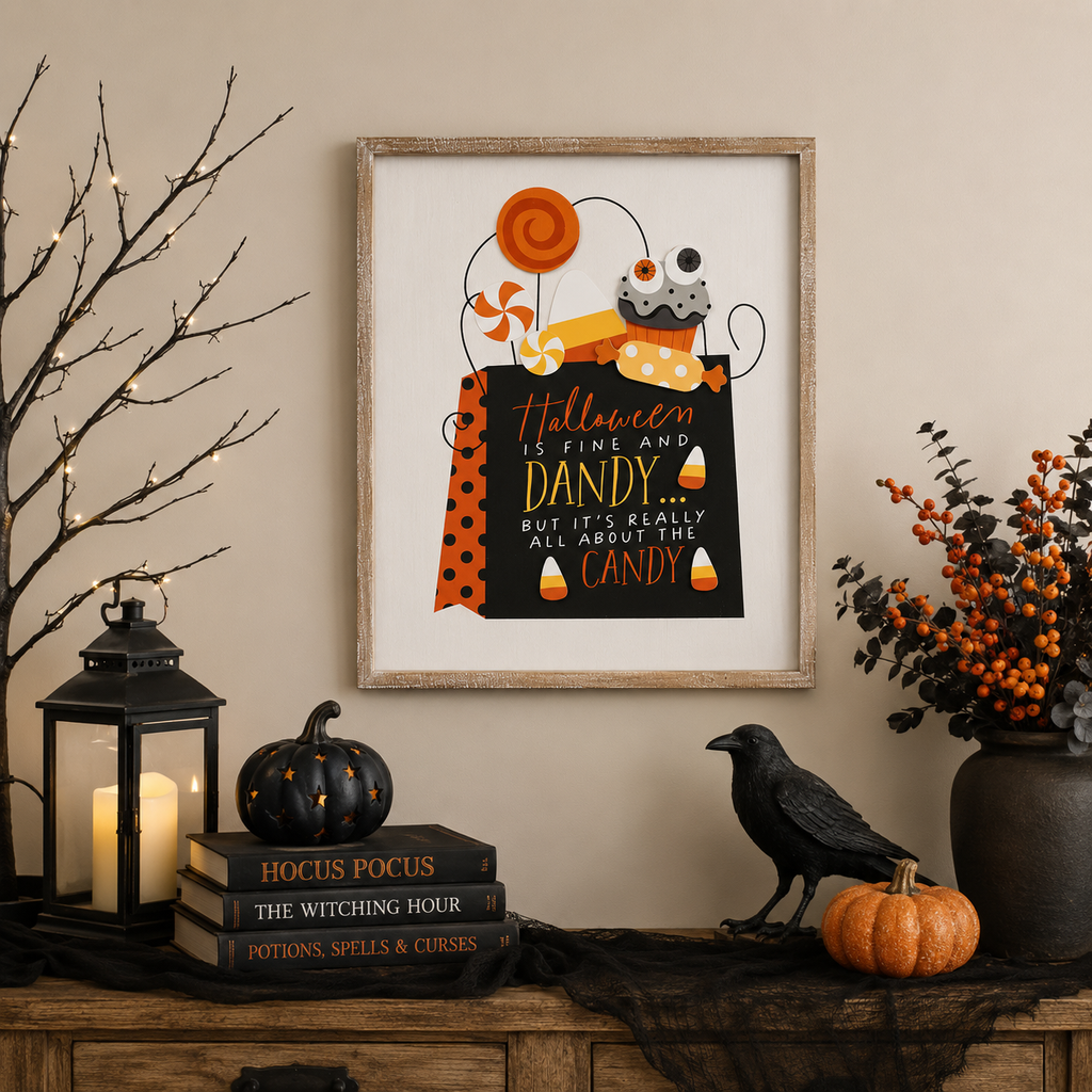 16" x 19" Reversible Wood Framed Wall Art - Halloween/Fall | Multicolor