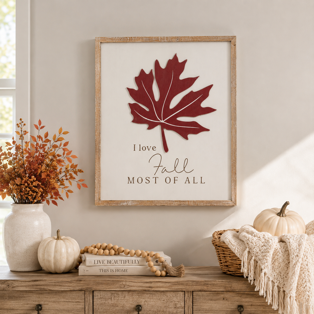 16" x 19" Reversible Wood Framed Wall Art - Halloween/Fall | Multicolor