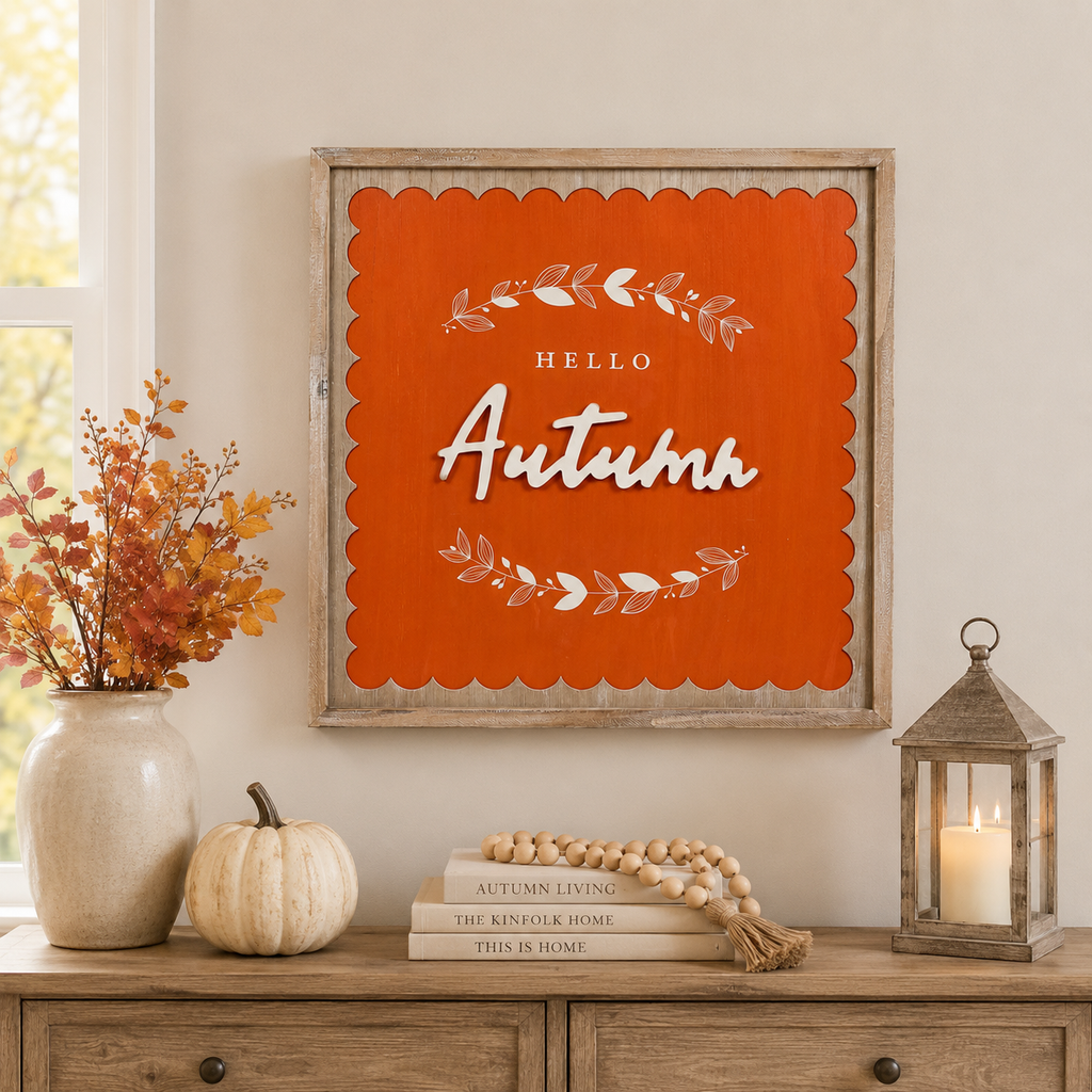 24" Reversible Wood Framed Wall Art - Trick or Treat and Hello Autumn | Multicolor
