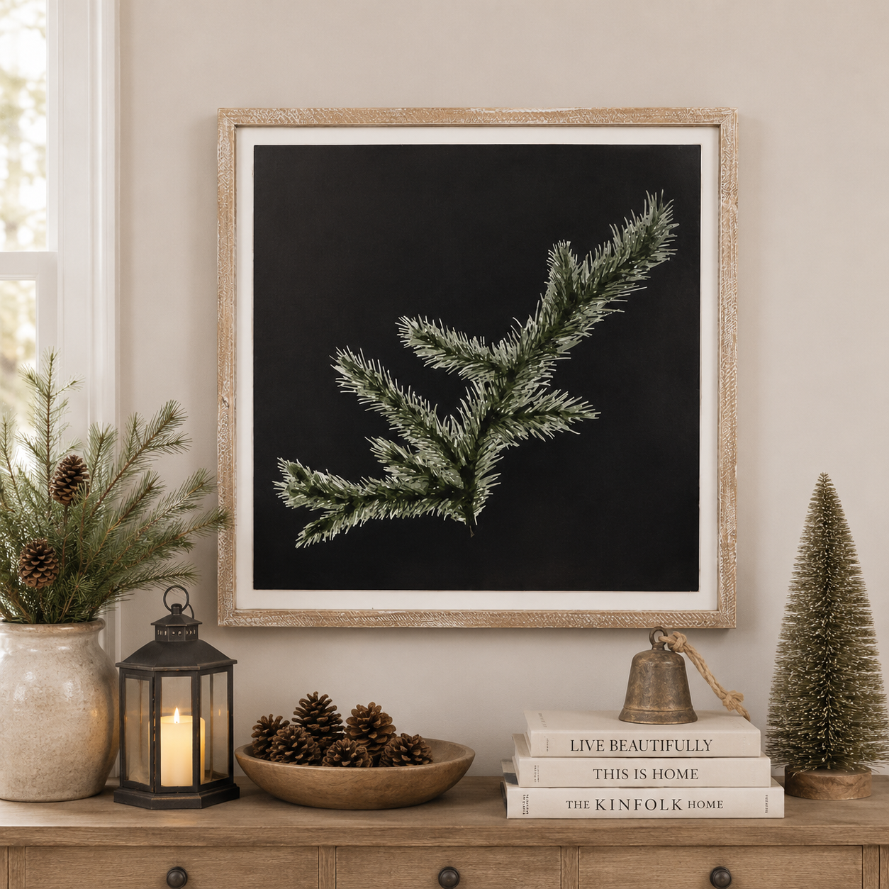 24" Reversible Wood Framed Wall Art - Pine and Pumpkin | Multicolor