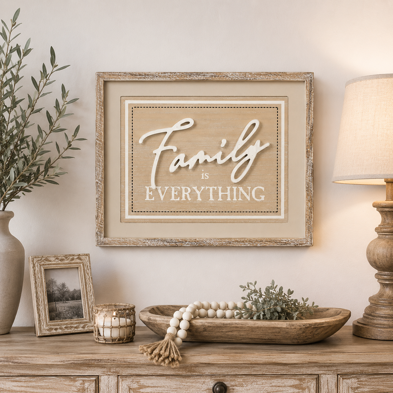 20" x 16" Reversible Wood Framed Wall Art - Family/Wicked | Multicolor