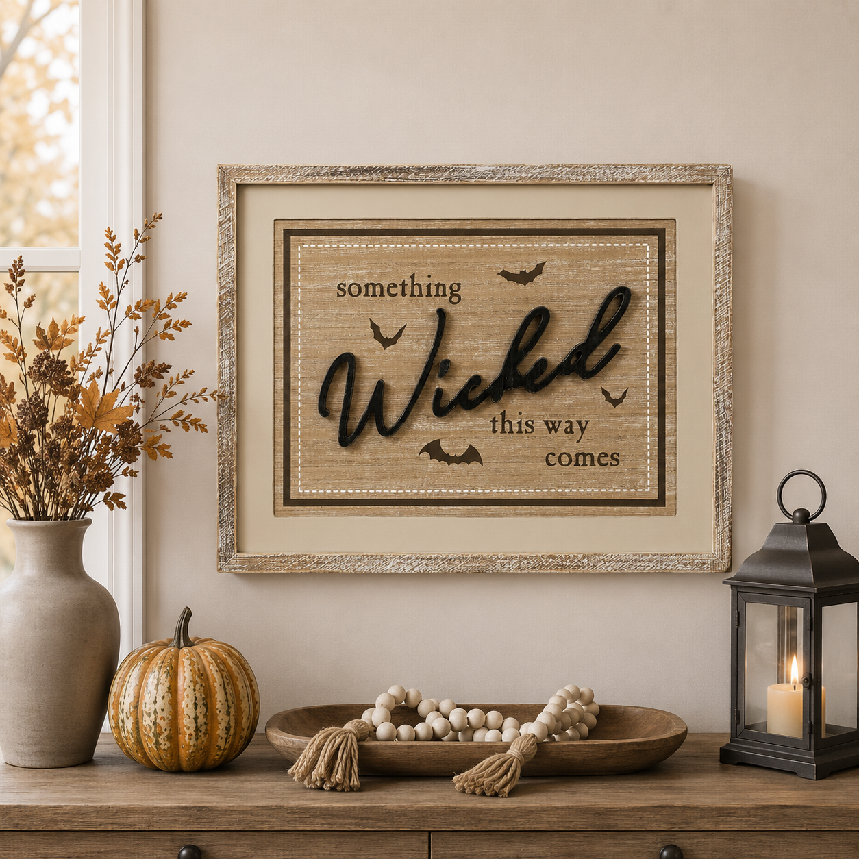 20" x 16" Reversible Wood Framed Wall Art - Family/Wicked | Multicolor
