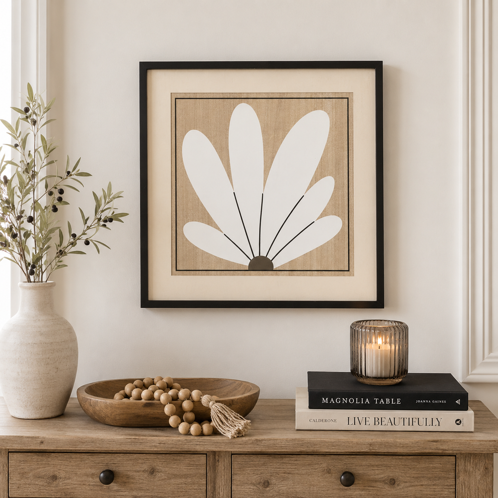 24" Reversible Wood Framed Wall Art - Pattern/Floral | Multicolor