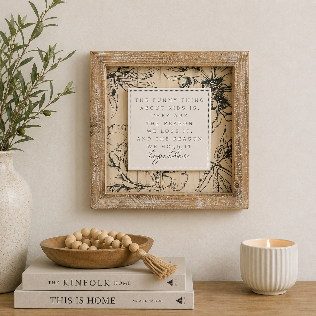 14" Reversible Wood Framed Wall Art - Proud and Funny | Multicolor