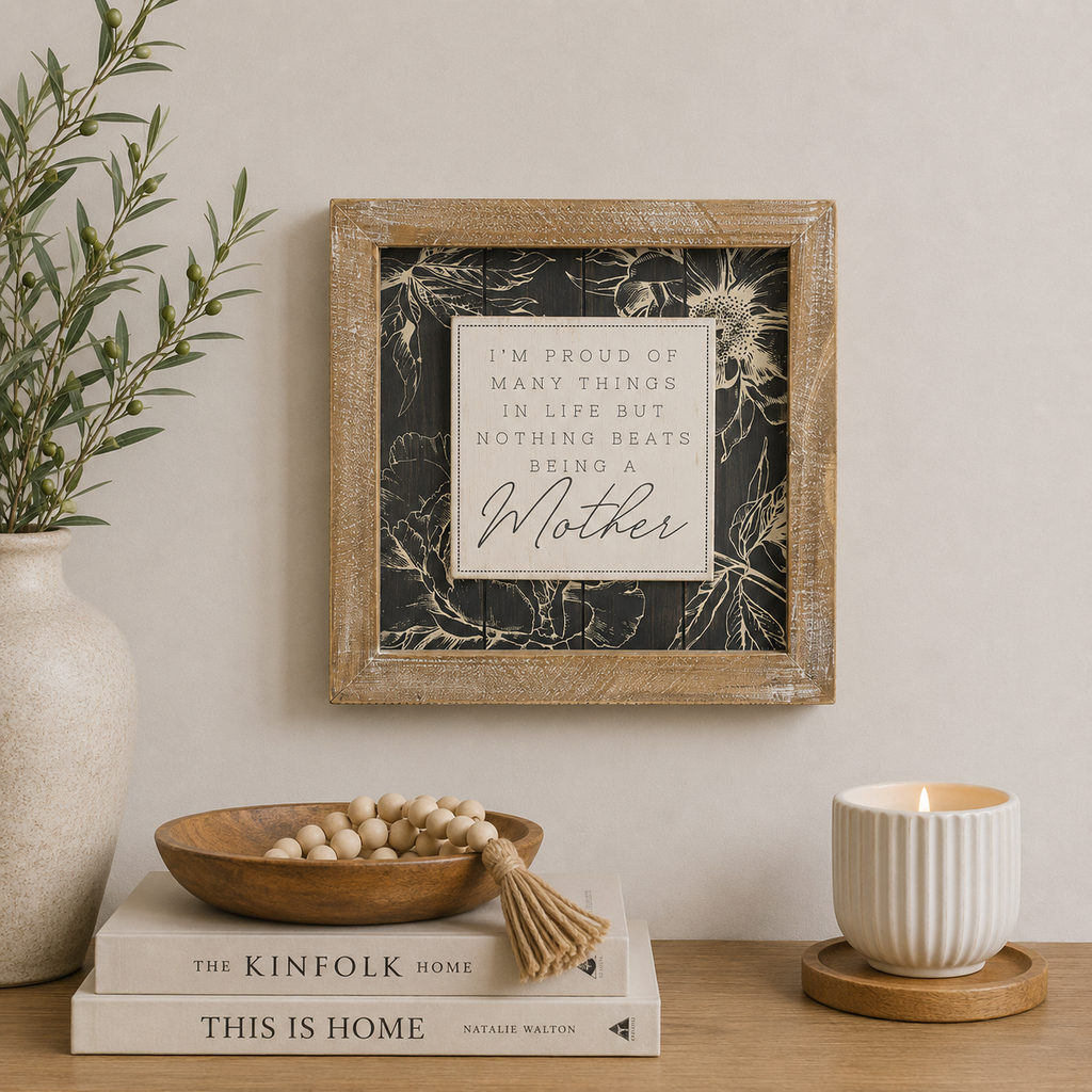 14" Reversible Wood Framed Wall Art - Proud and Funny | Multicolor