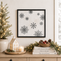 20" Reversible Wood Framed Wall Art - Snowflake/Stem | White, Black and Green