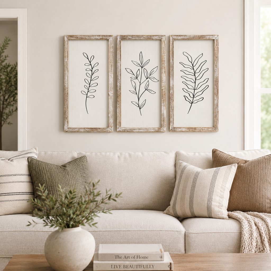 9" x 17" Reversible Wood Framed Wall Art Set of 3 - Gnomes and Greenery