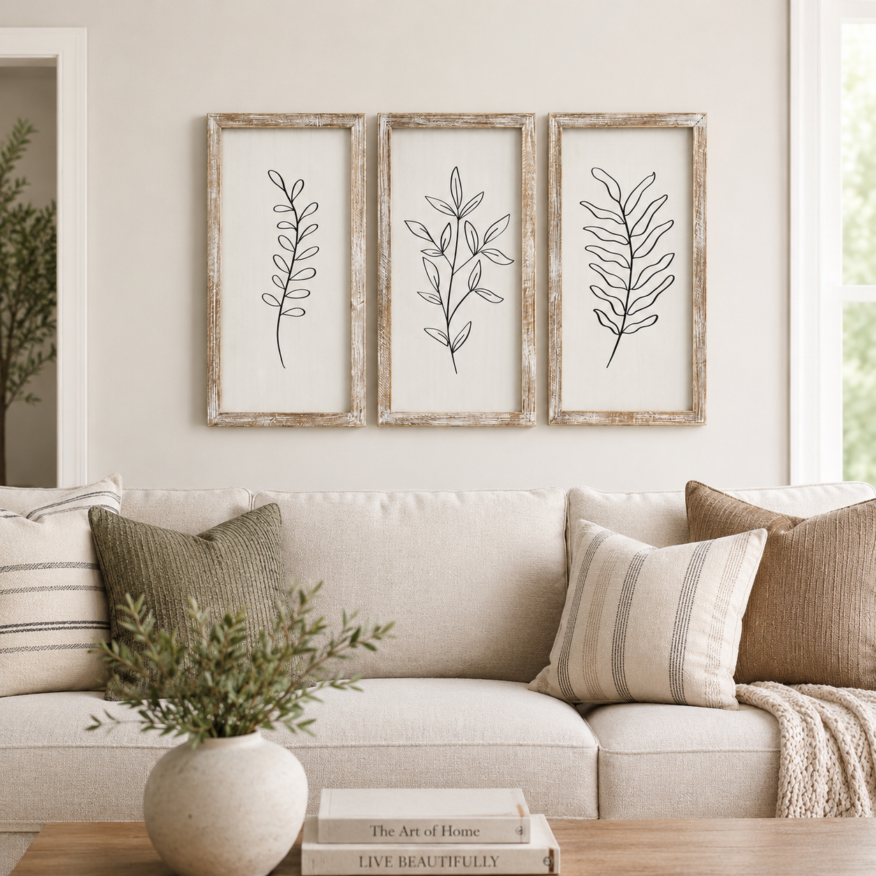 9" x 17" Reversible Wood Framed Wall Art Set of 3 - Gnomes and Greenery