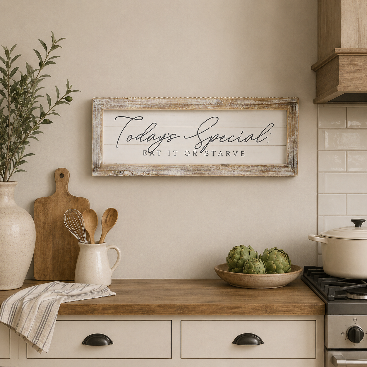 24" x 9" Reversible Wood Framed Wall Art - Rise/Shine and Today's Special | White and Grey