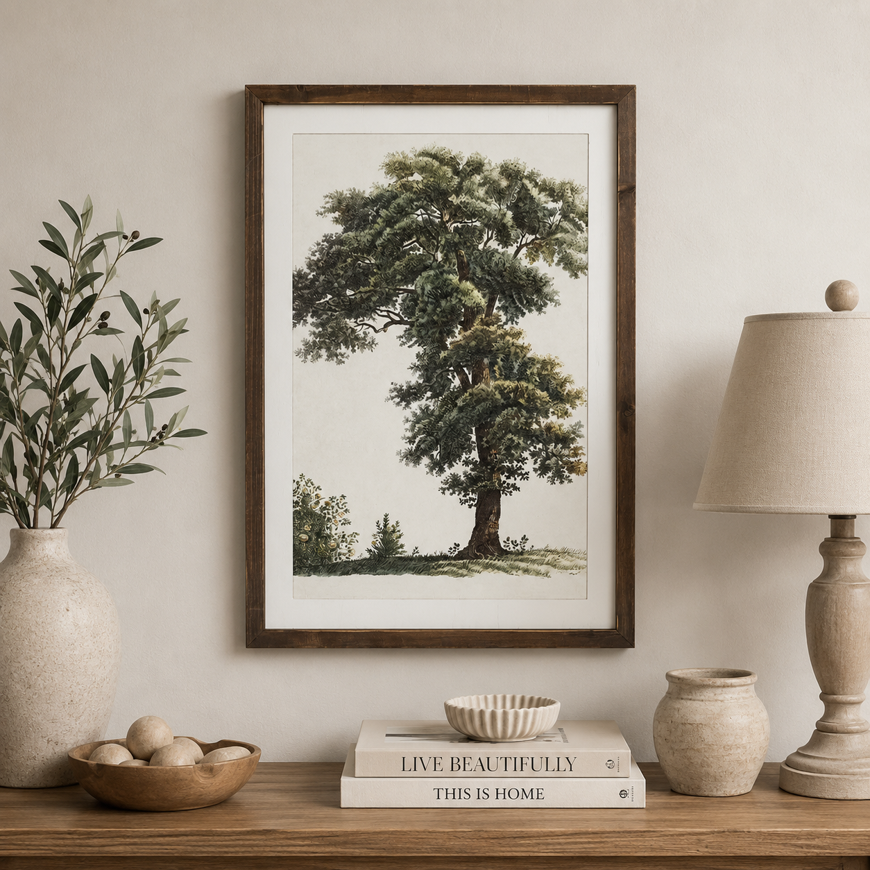 17" x 24" Reversible Wood Framed Wall Art - Floral/Tree | Multicolor