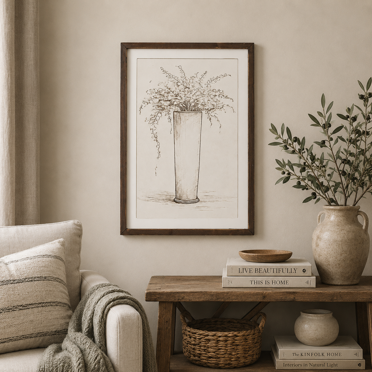 17" x 24" Reversible Wood Framed Wall Art - Floral/Tree | Multicolor