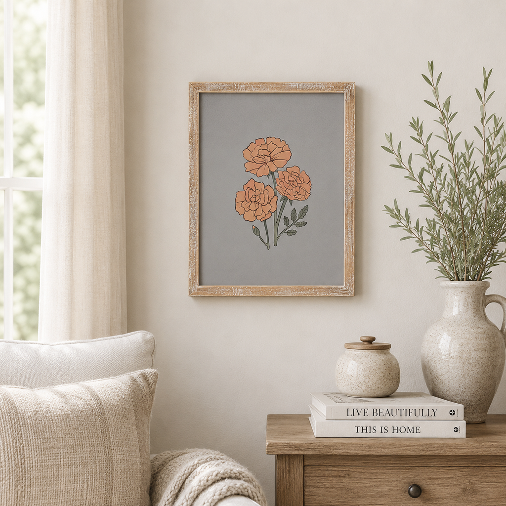 13" x 17" Reversible Wood Framed Wall Art - Pattern/Marigold | Multicolor