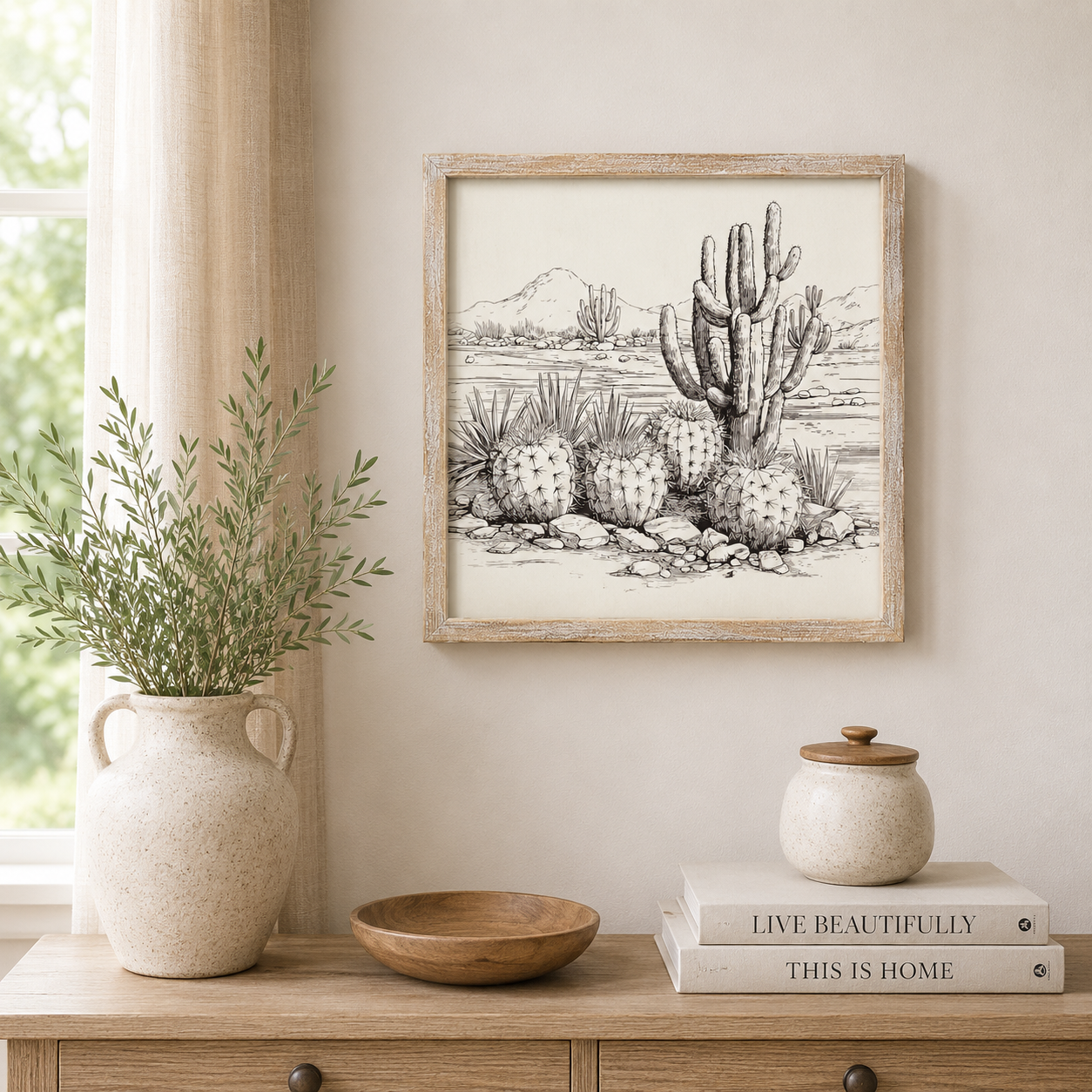 17" Reversible Wood Framed Wall Art - Cowboy Hat/Cactus | Multicolor | Giddy Up Collection