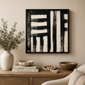 24" Reversible Wood Framed Wall Art - Line/Floral | White and Black