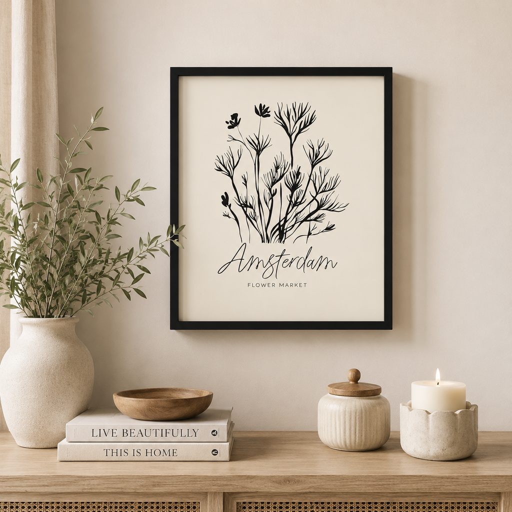 17" x 20" Reversible Wood Framed Wall Art - Amsterdam | White and Black