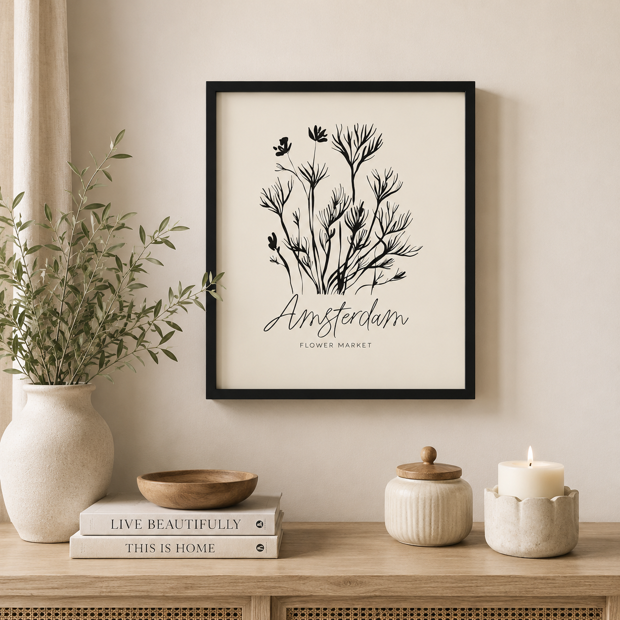 17" x 20" Reversible Wood Framed Wall Art - Amsterdam | White and Black