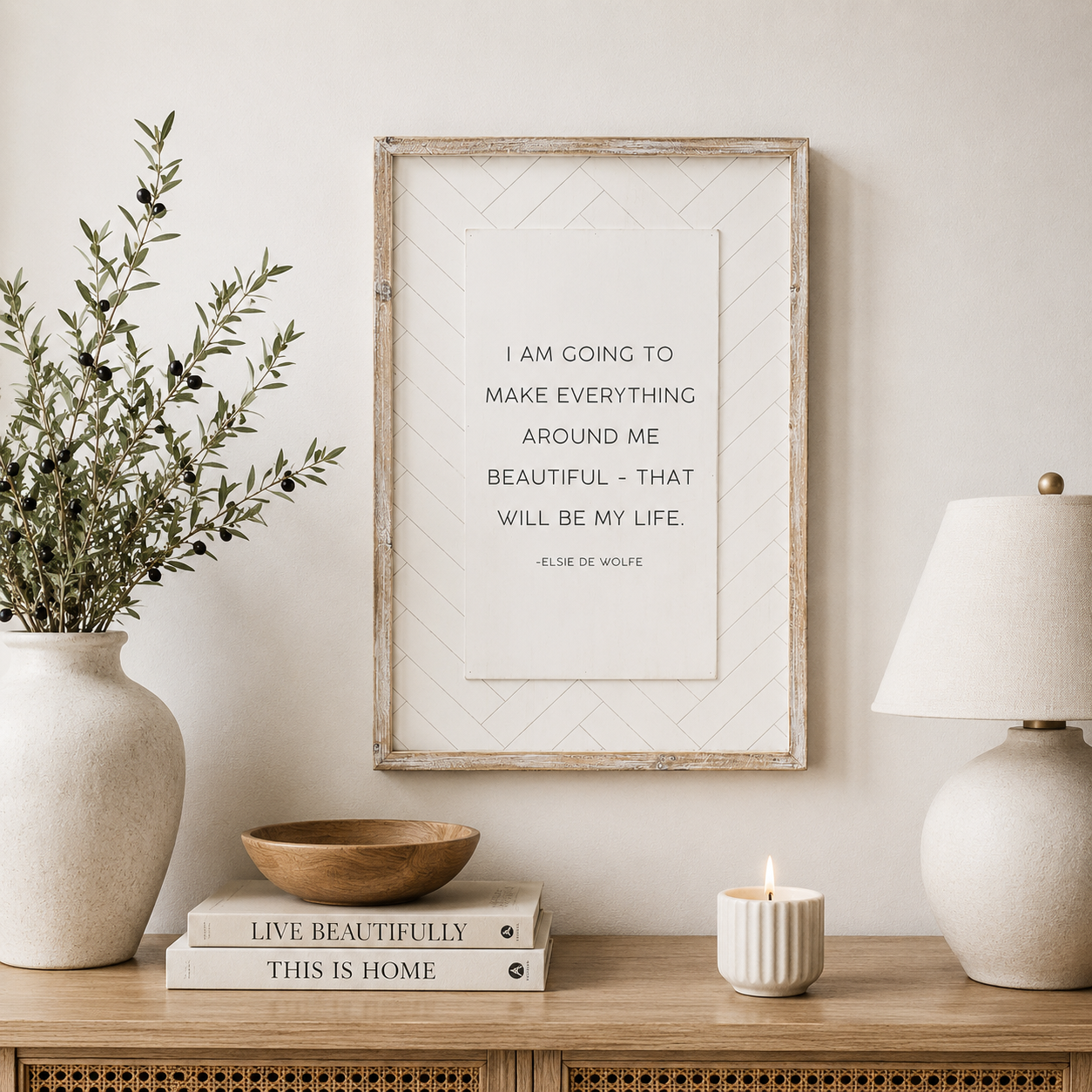 17" x 25" Reversible Wood Framed Wall Art - Beautiful/Life | White and Black