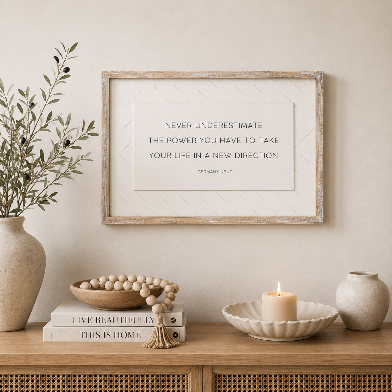 17" x 25" Reversible Wood Framed Wall Art - Beautiful/Life | White and Black