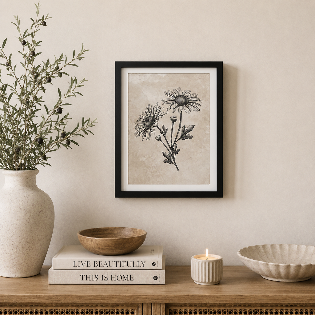 17" x 13" Reversible Wood Framed Wall Art - Flower and Abstract | Multicolor