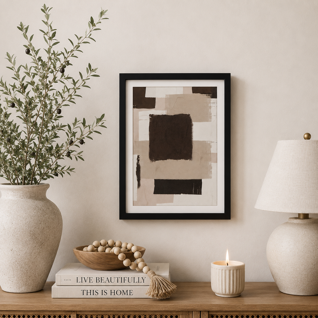 17" x 13" Reversible Wood Framed Wall Art - Flower and Abstract | Multicolor