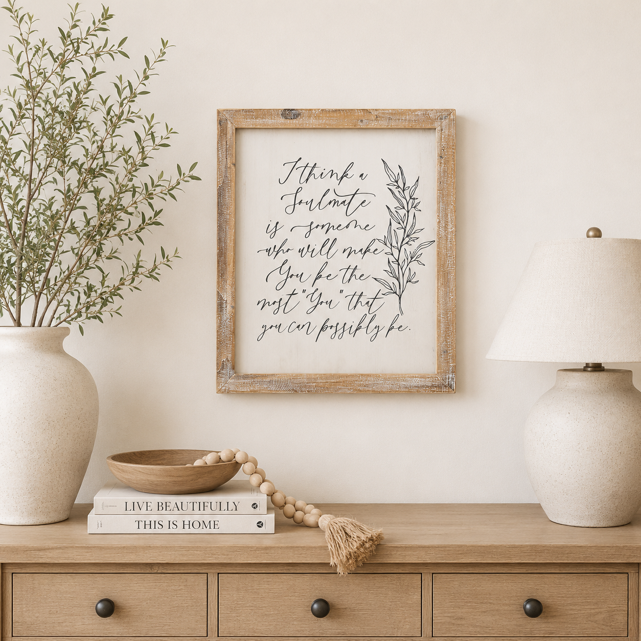 16" x 19" Reversible Wood Framed Wall Art - Soulmate | White and Grey