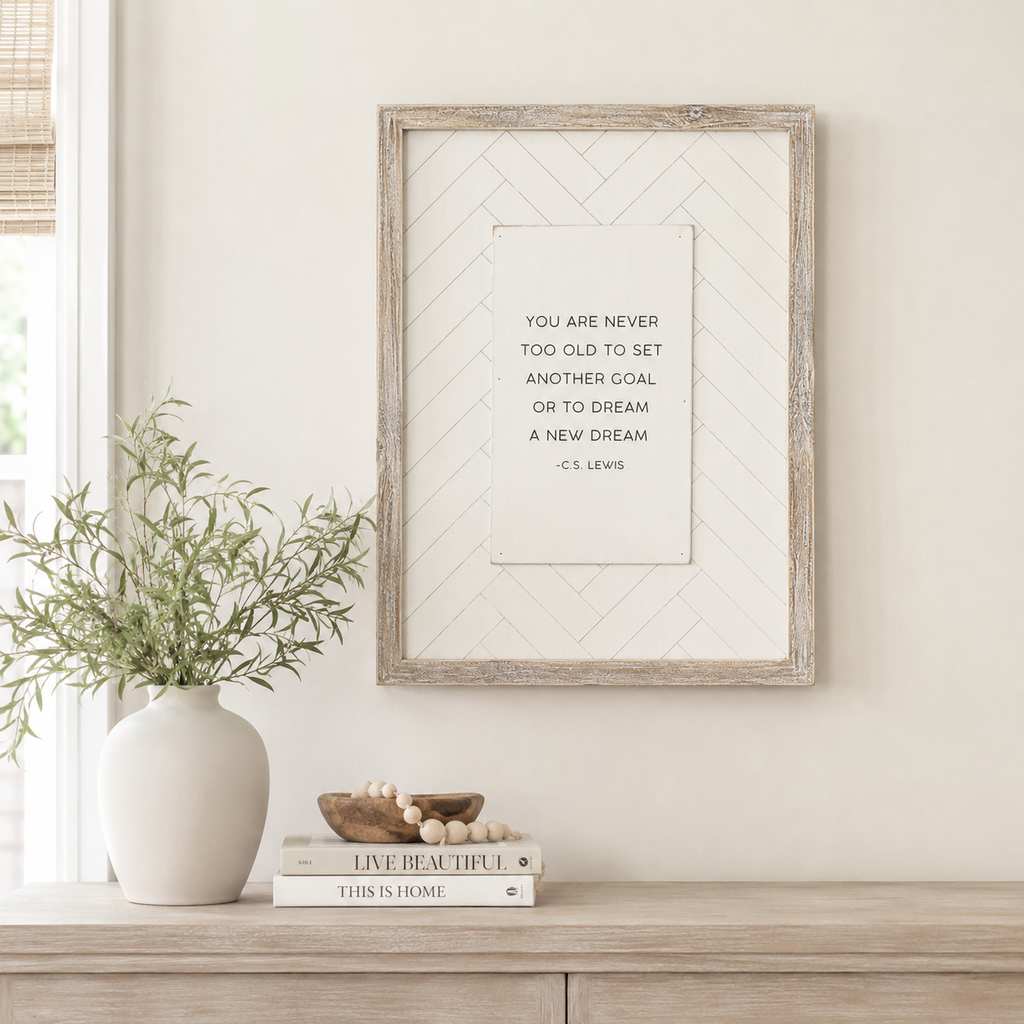 13" x 17" Reversible Wood Framed Wall Art - Dream and Happen | White and Black