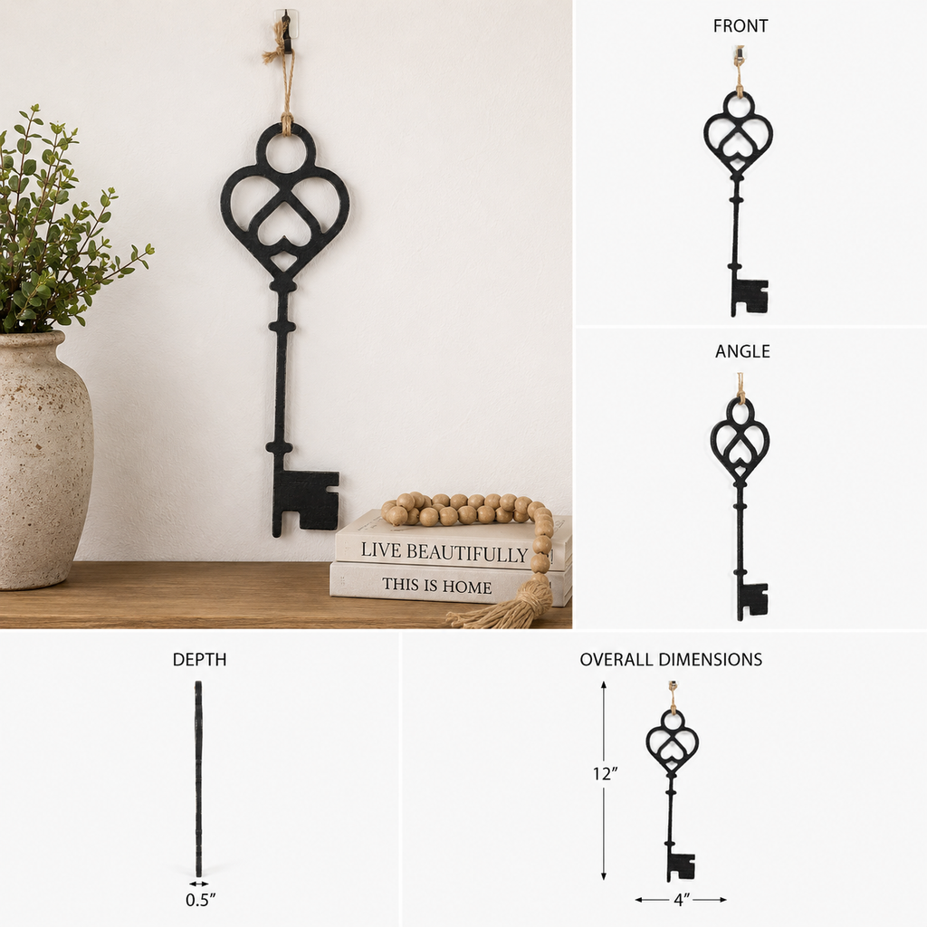 12" Metal Shape - Key | Black