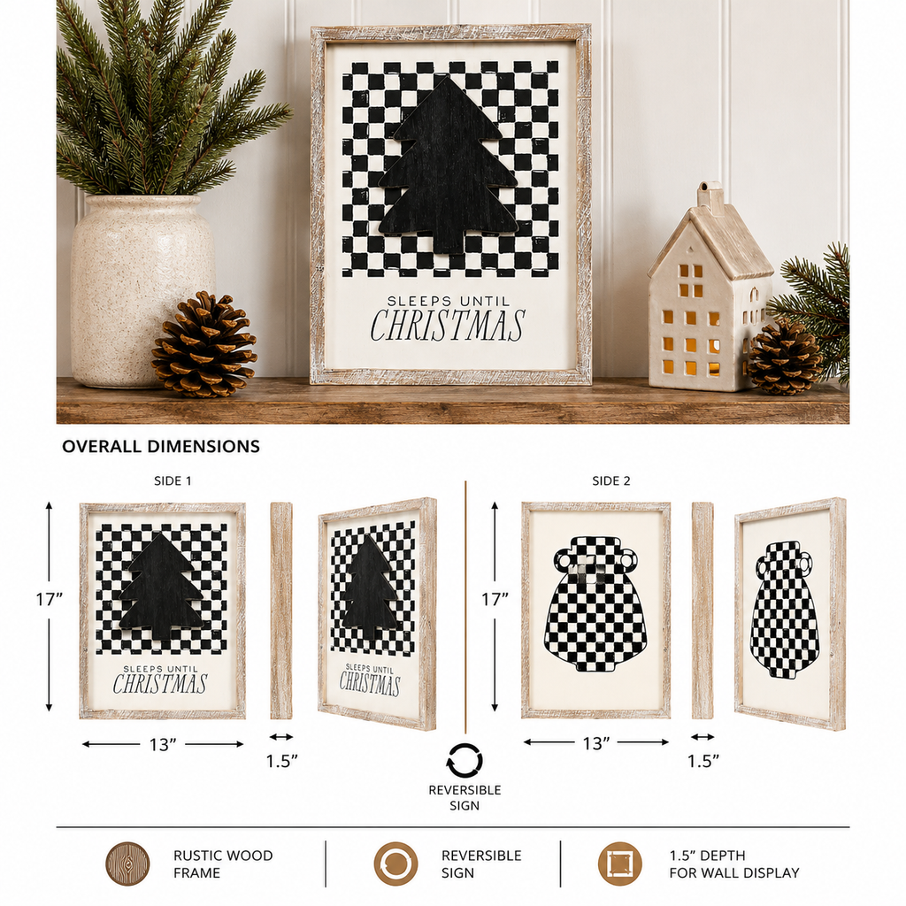 13" x 17" Reversible Wood Framed Wall Art - Tree/Vase | Multicolor