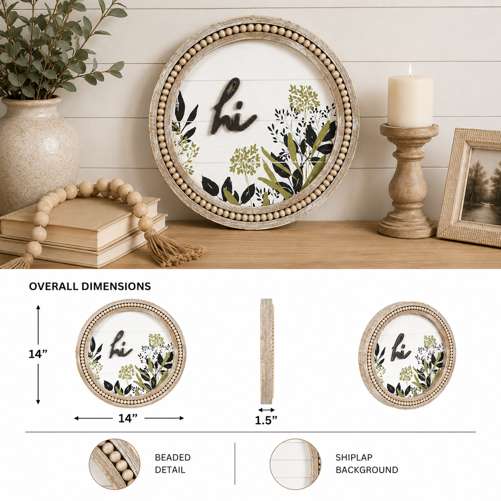 14" Wood Framed Wall Art - Hi | Natural