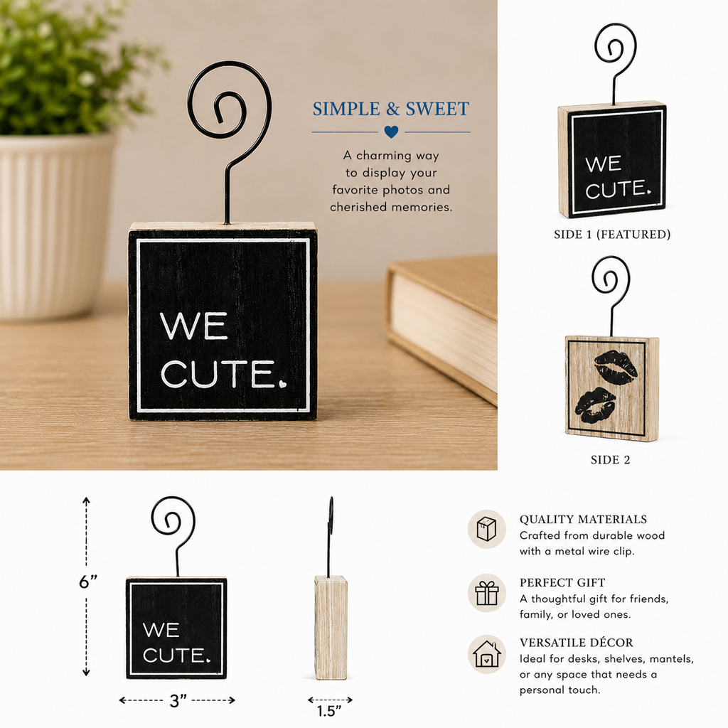 3" x 6" Wood Photo Block - We Cute