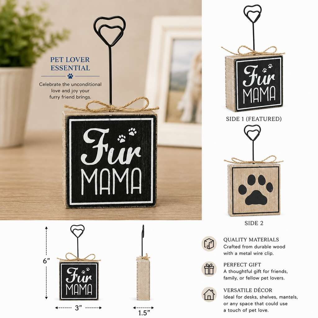 3" x 6" Wood Photo Block - Fur Mama | Fur Babies Collection