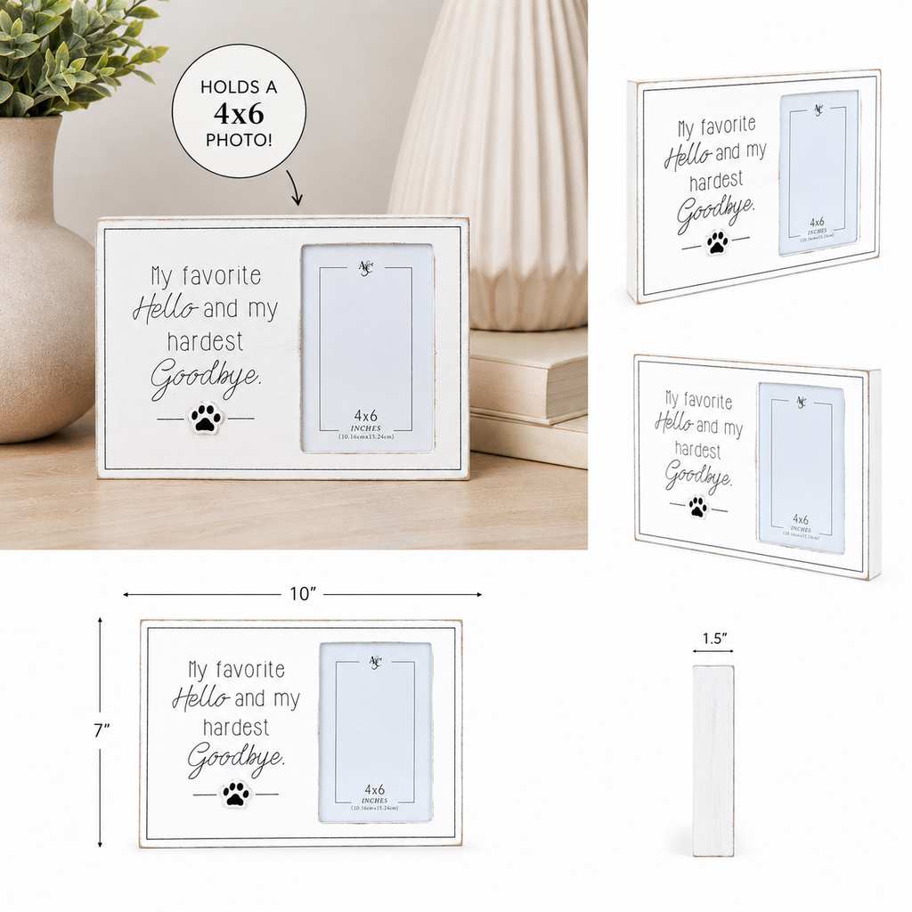10" x 7" Wood Picture Frame - My Favorite Hello | Fur Babies Collection | Holds 4x6 Photo