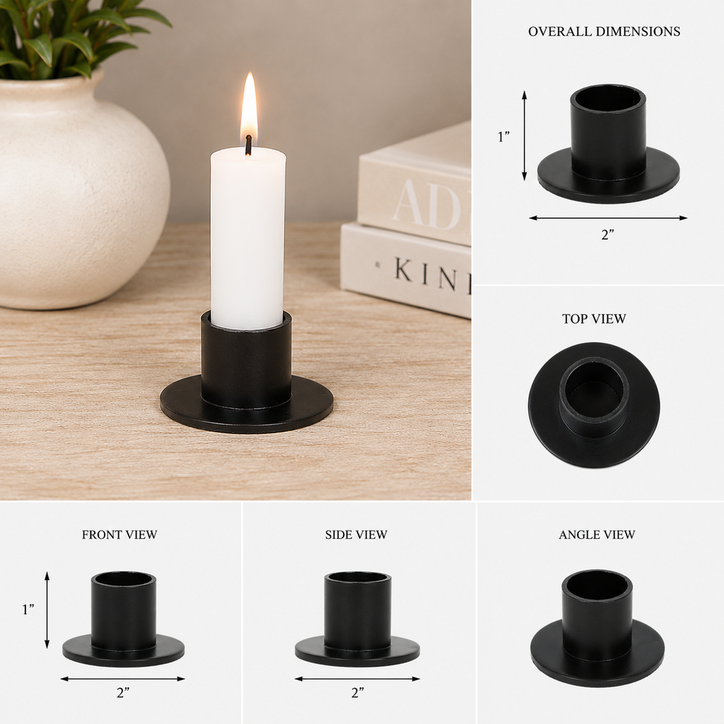 2" Iron Candle Holder - Black