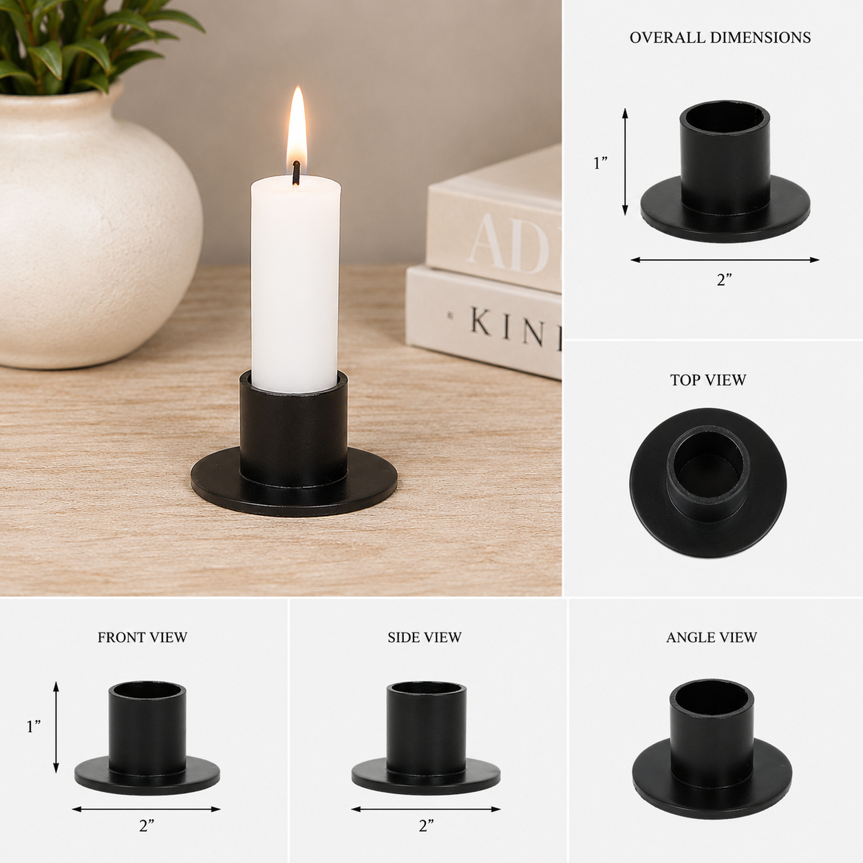 2" Iron Candle Holder - Black